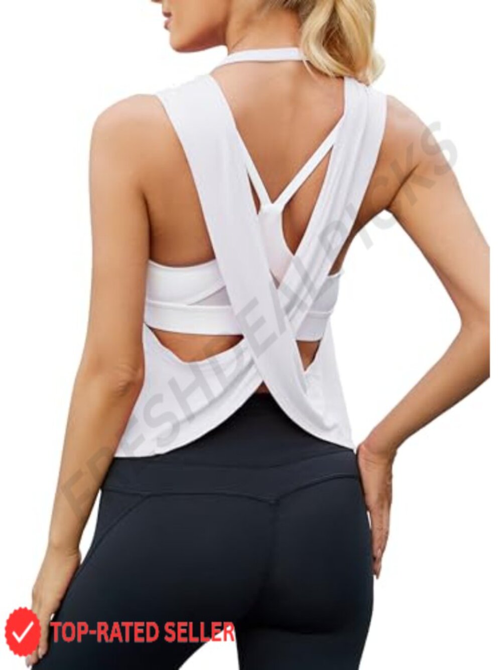 Women's Open Back Cropped Athletic Tank Top Workout Yoga Gym Shirt